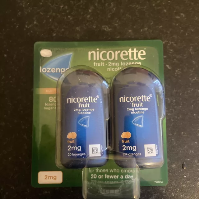 Nicorette Obst 2 mg Nikotin Lutschtablette - Packung mit 4 x 20. Langer Ablauf