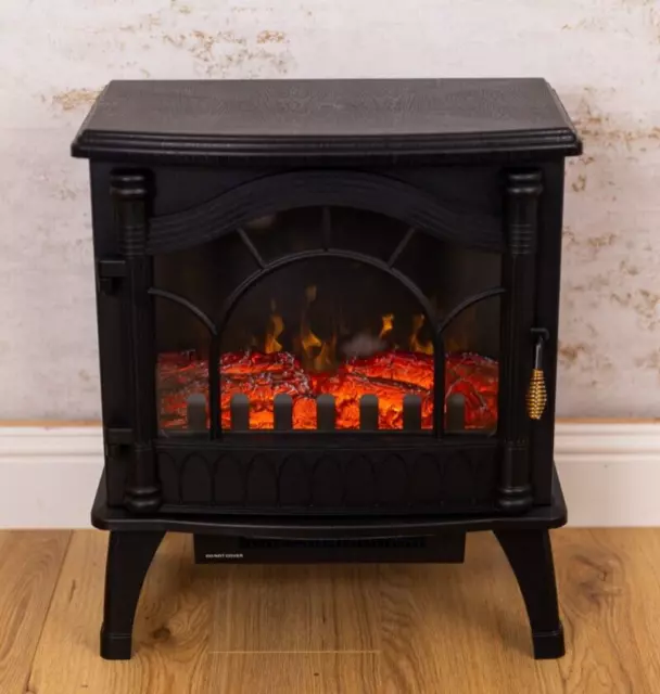 Electric Fire Flame Effect Fireplace Home Decor Free Standing Heater Black 2000W