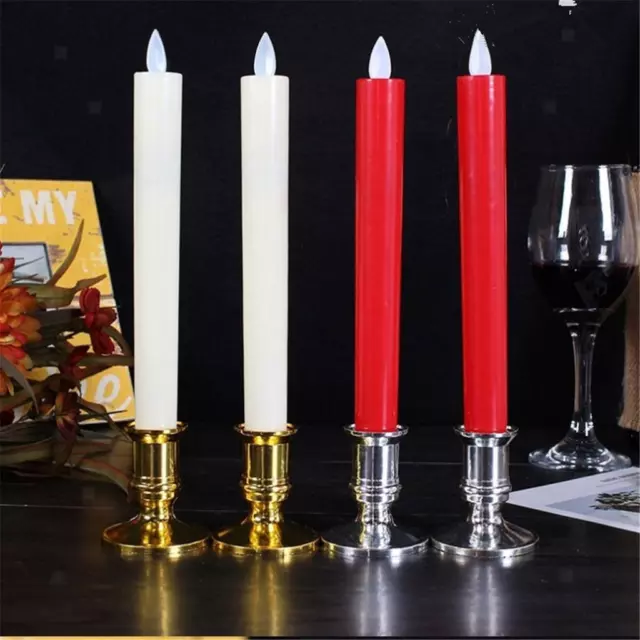 2pcs Plastic Pillar Candle Base Electronic Taper Candle Stand Holder Candlestick