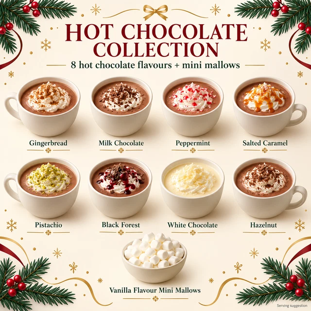 Cholate Gift HOT CHOCOLATE GIFT Set 9 Pack Assorted Flavours Christmas Xmas Present ...