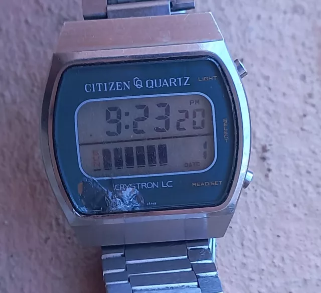 Vintage Citizen Digital Lcd Watch Crystron