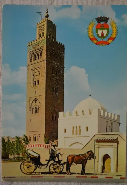 CPM ""MARRAKECH"" La Koutoubia"" and Arms of the City -
