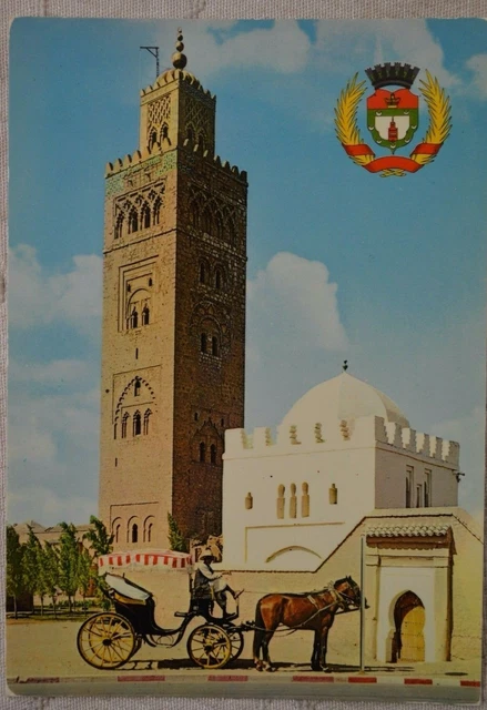 CPM " MARRAKECH " La Koutoubia " et Armoiries de la Ville -