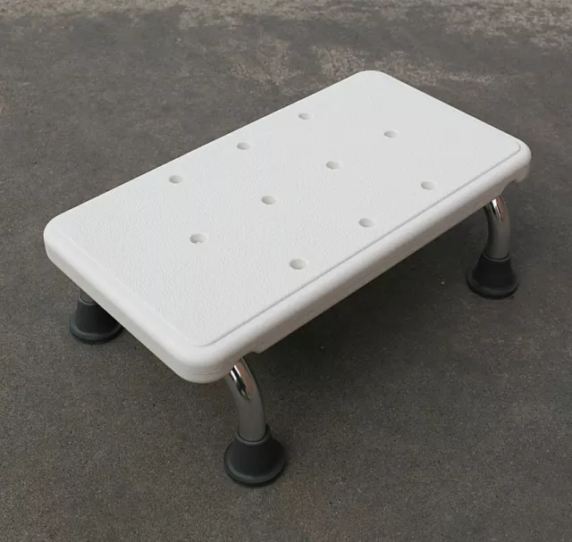 2 x Medical Shower Stool 1 Step White, Stool 41x22x14cm, 200kg, Elderly