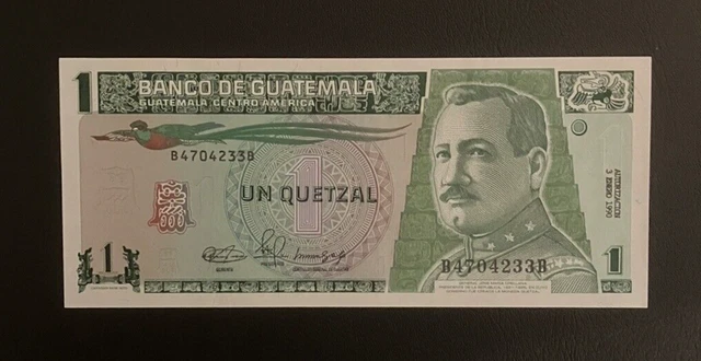 GUATEMALA   1 QUETZAL (P73a) 1990 UNC BANKNOTE