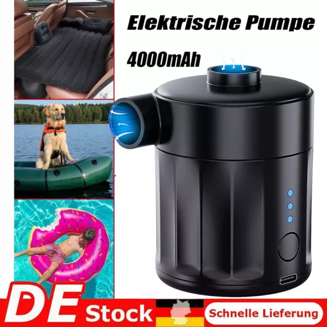 Elektrische USB Akku 4000 mAh Luftpumpe Pool Schlauchboote Luftmatratze Gebläse