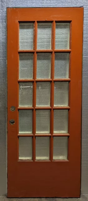 30x79.5"x1.75" Antique Vintage Old Wood Wooden Exterior French Door Window Glass