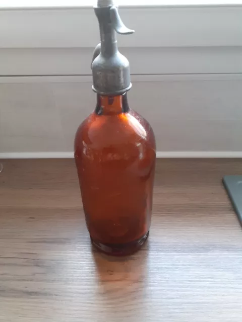 Ancien Syphon Bouteille Eau De Seltz  Ambre Amber Lumbres  Debas  P De Calais