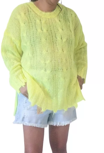 Anthropology Ob Stitch Neon Mohair Sweater L RRP £170