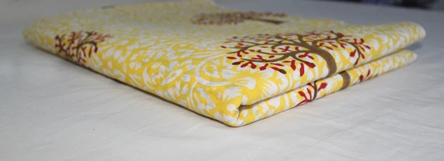 100% Algodón Indio El Palmera Mano Bloque Tela Estampado Ropa 2.7m Manualidades