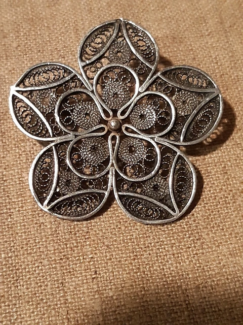 Ancienne Broche En Argent Massif créateur Art Nouveau ethnique