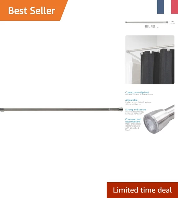 Tringle à vêtements réglable sans perçage - Extensible - En acier inoxydable - Pour douche Tringle à vêtements réglable sans perçage - Extensible - En acier inoxydable - Pour douche