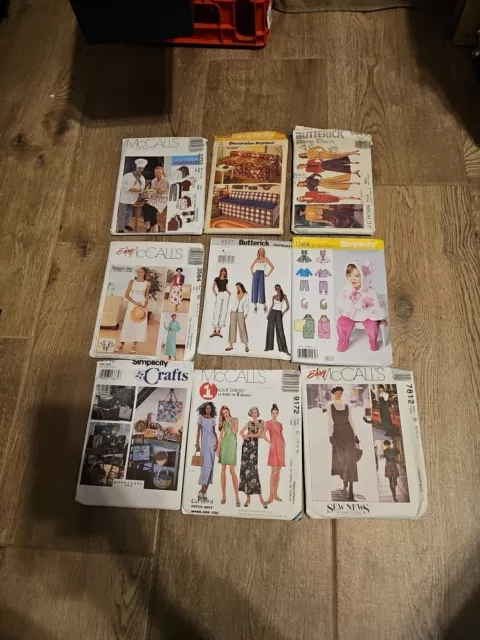 mccalls Butterick Simplicity sewing patterns Lot Of 9