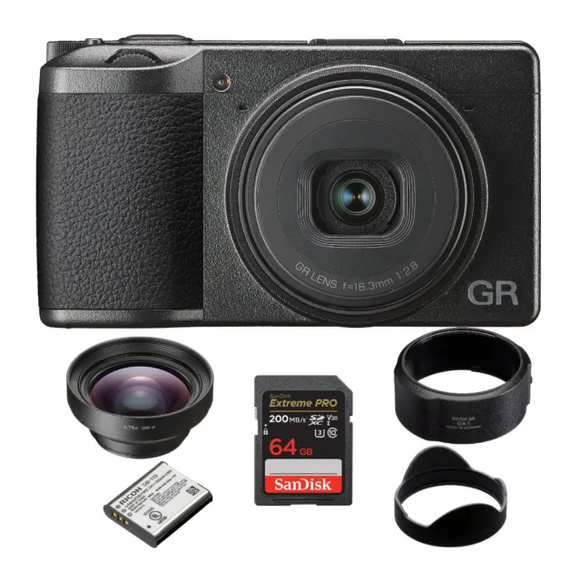 Ricoh GR III Premium Compact Digital Camera w/ GW-4 Wide Conversion Lens Bundle
