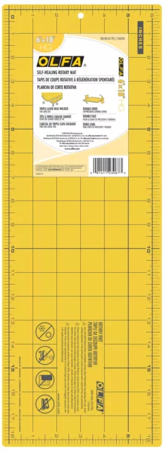 OLFA Double-Sided Self-Healing Rotary Mat 6"X18"-Yellow 1160764