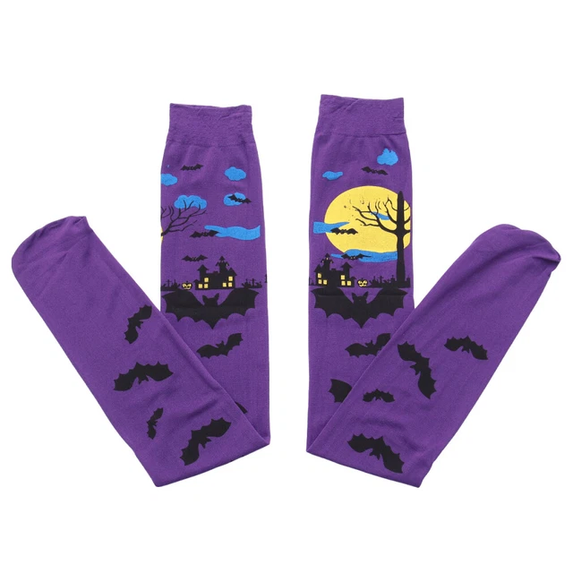 Halloween Knee High Stockings Cosplay Long Socks Bat Women's Miss Christmas 3
