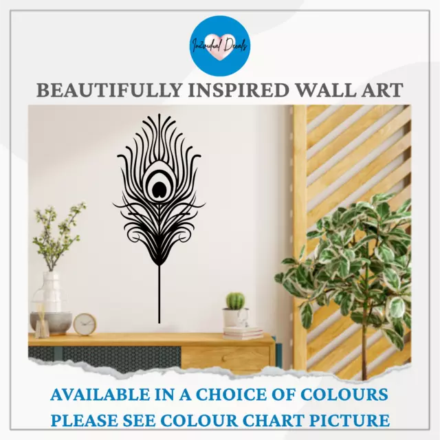 Art Deco Peacock Feather Wall Art Vinyl Decal Sticker Eye Nature Bird Home Decor