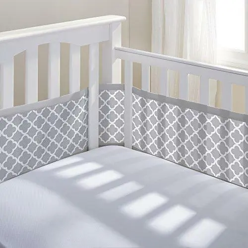 BreathableBaby Classic Breathable Mesh Crib Liner - Gray Clover