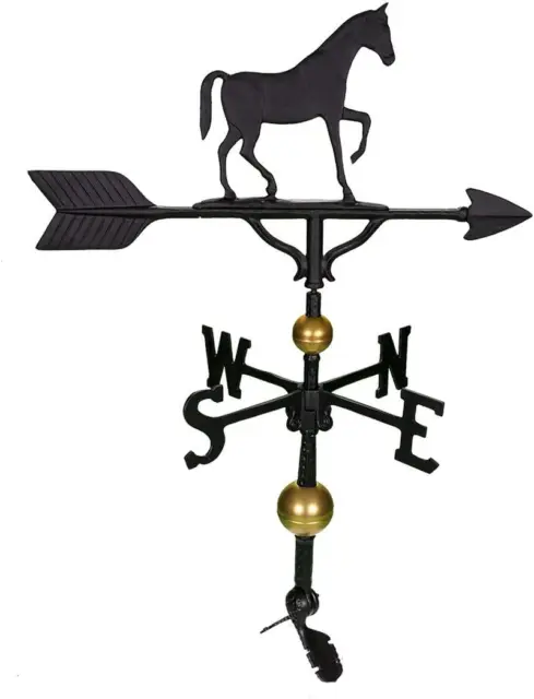32-Inch Deluxe Weathervane with Satin Black Gaited Horse Ornament