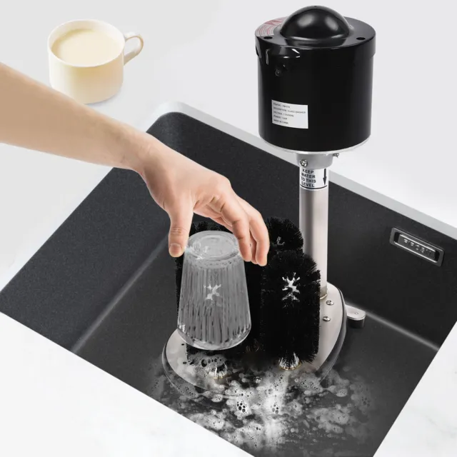 Electric Glass Cup Washer Automatic Wine Glass Cleaning Machine Black 800 Per/H