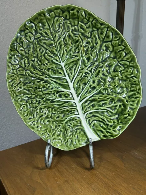 Vintage OLFAIRE PORTUGAL #770 Large Ceramic Cabbage Leaf Serving Platter 15"x14"