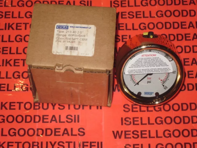 Wika 213.40 2.5" 9734231 Pressure Gauge 1/4" NPT CBM 60 PSI/BAR New