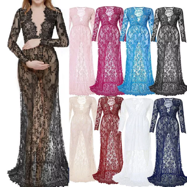 Pregnant Women's Lace Maternity Dress Maxi Gown Photography Photo Shoot Clothes;