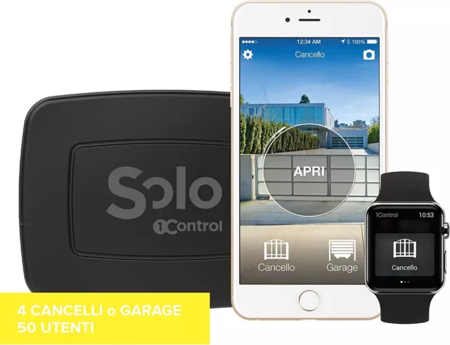 Apricancello Bluetooth per SmartPhone, 4 Cancelli / 50 Utenti, 1Control SOLO EVO