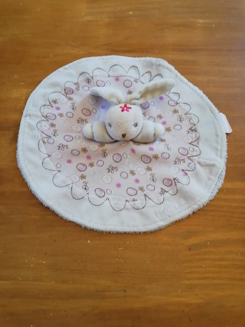 O/ Doudou Kaloo Lapin Plat Rond Lilirose Rose Mauve Fleur