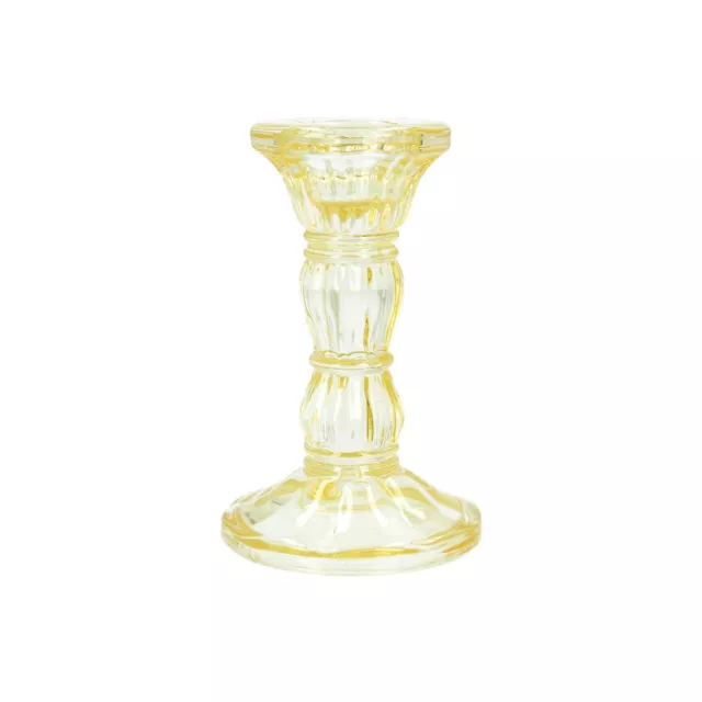Candelabro de vidrio corto amarillo pastel, soporte para velas de Pascua de resorte
