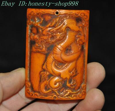 2.6'' China Ancient dynasty hand carved Lucky dragon loong statue amulet pendant
