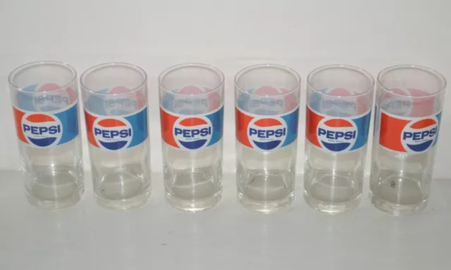 Lot Boite 6 verres publicitaires Soda PEPSI 80 AMSTERDAM 27 13,5 cm vintage 2