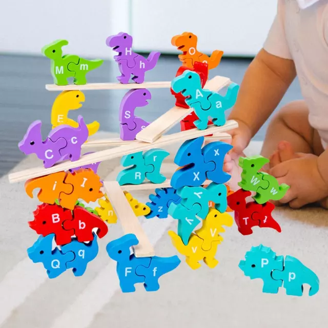 Jouet de construction empilable de dinosaures, blocs d'animaux en bois, jeu