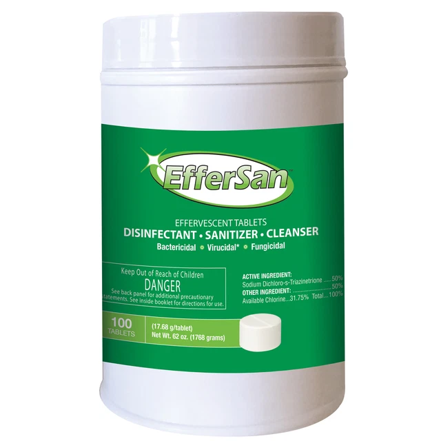 Effersan Disinfectant Tablets, 17 Grams, Bottle Of 100 Tablets