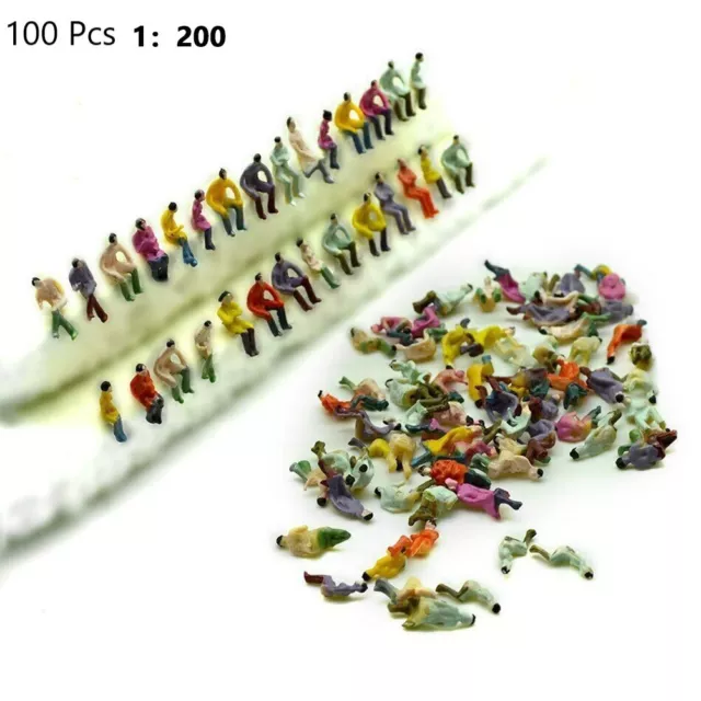 100pcs Model Train 1:200 Scale Painted Figure Z Scale People Standing Seated