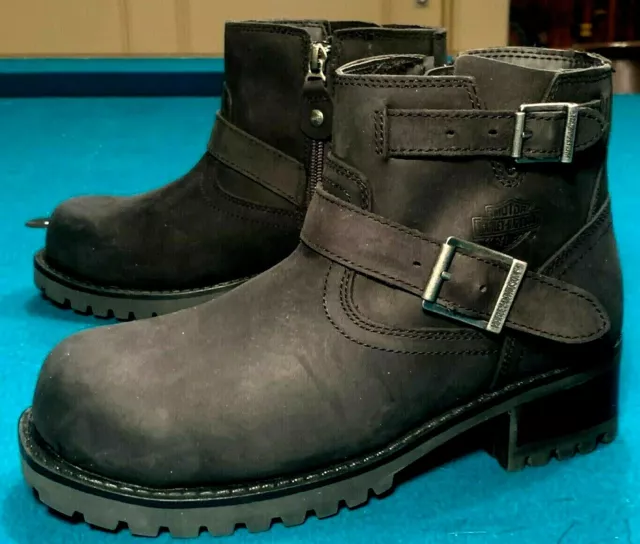 Harley Davidson Woman Size 6 M Steel Toe Side Zip Prototype Leather Boots D84465