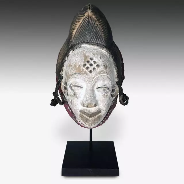 African Punu Mukudj Mask Painted Wood Gabon Central Africa 20Th C.