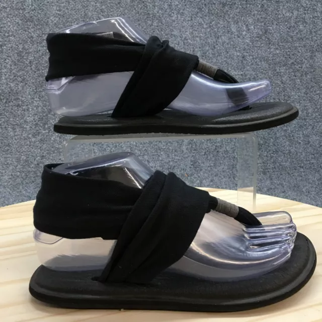 Sanuk Sandals Womens 5 Yoga Sling 2 Flip Flop Black Black Comfort Flats SWS10001