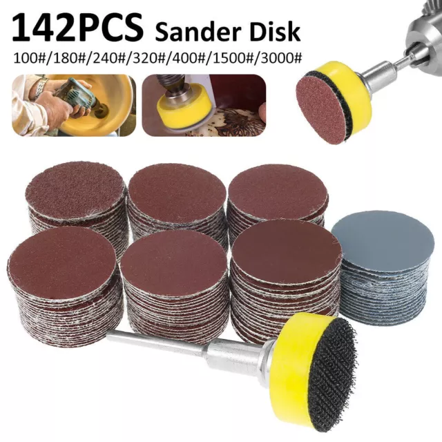 142Pcs 25mm Sanding Discs 100-3000 Mixed Grit Orbital Sander Pad Tool Kit Set UK 3