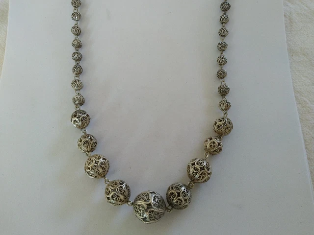 Collier Ancien En Argent Massif 925 – Filigrane Ethnique, 50 Grammes – Occasion