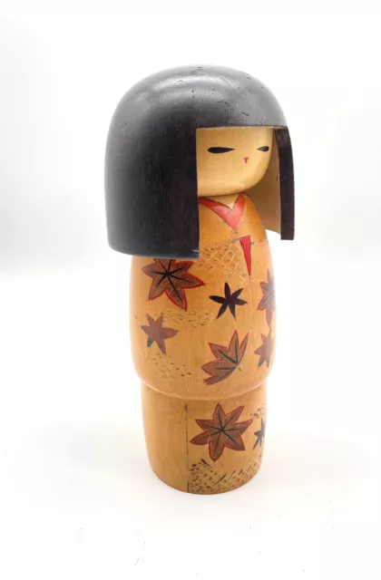 Vintage Kokeshi Doll Handmade Signed Japanese Wood Handpainted