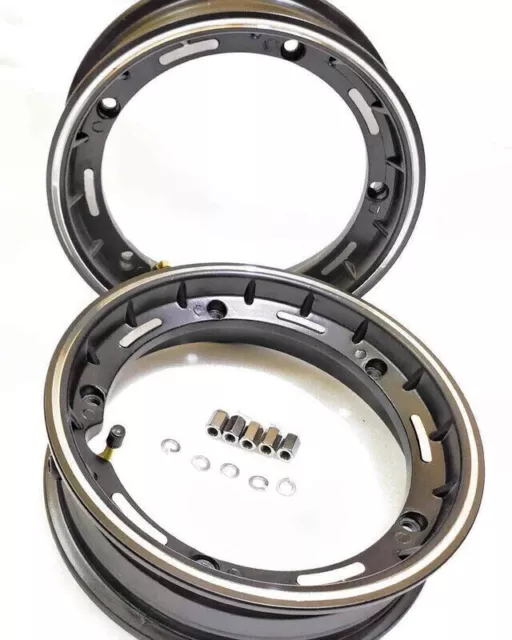 New Complete Tubeless Wheel Rims Set Black 10 Inch Aluminum For Vespa Px LML T5 2
