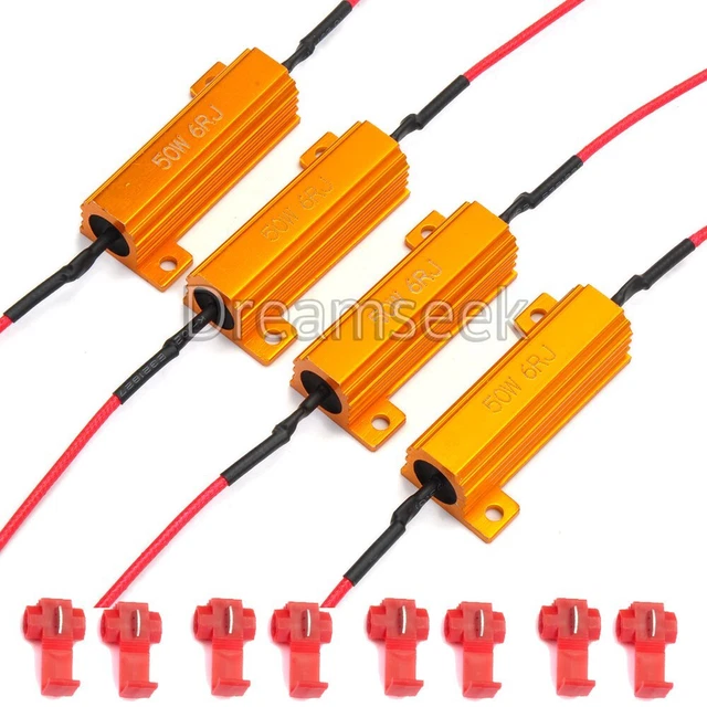 Résistance LED 50W 6Ohm - Fixe Clignotant Hyper Flash - Pour Ampoules LED Auto - Dissipation Thermique Alu