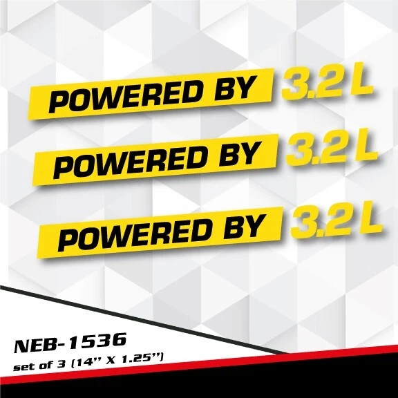 POWERED BY 3.2L Decal Sticker for BOXTER GOLF R32 M3 Z4 CROSSFIRE CLK NEB-1536