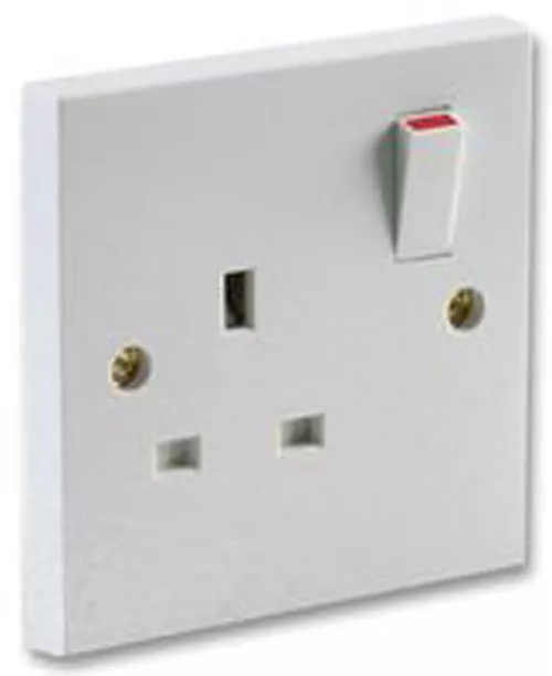 13A White Plastic Single Double Mains Wall Socket Plug Outlet Switch Switched A 3