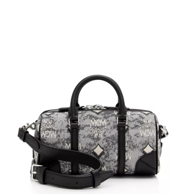 MCM Monogram Jacquard Aren Boston Mini Shoulder Bag