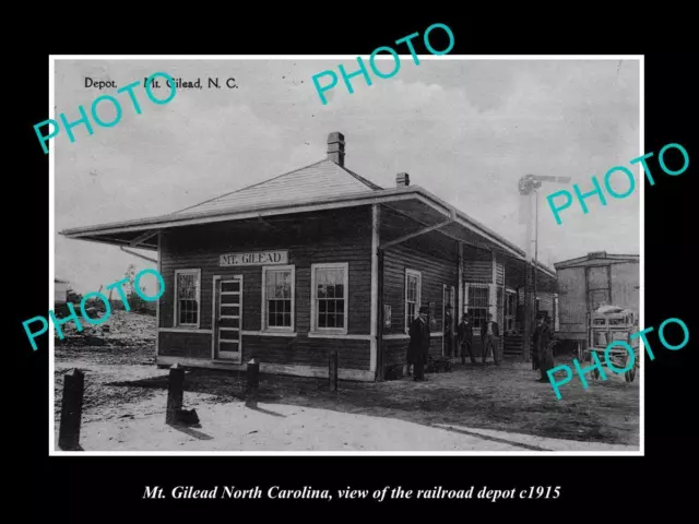 OLD POSTCARD SIZE PHOTO OF Mt GILEAD NORTH CAROLINA THE RAILROAD DEPOT c1915