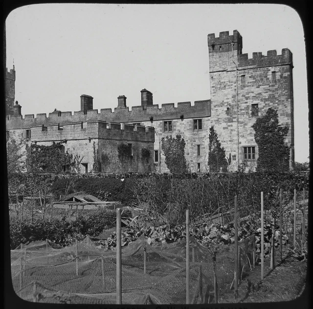 GWW Glas magische Laterne Rutsche NARWORTH CASTLE C1890 VIKTORIANISCHES FOTO BRAMPTON