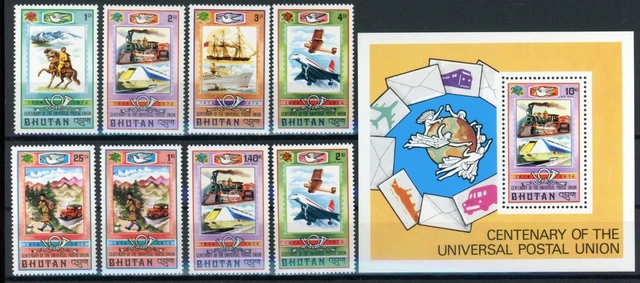 Bhutan 592-599 + Bl 66 A postfrisch UPU #HO819