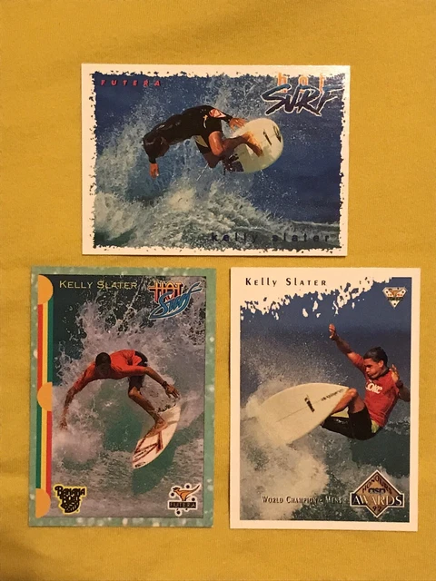 Kelly Slater G.o.a.t. 3 Card Lot 1-1993 Futera Hot Surf Rc & 2-1994 Futera Cards Kelly Slater G.o.a.t. 3 Card Lot 1-1993 Futera Hot Surf Rc & 2-1994 Futera Cards